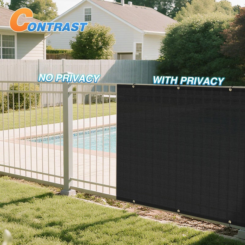 TANG Fence Privacy Screen Black 6 Feet x 25 Feet Outdoor Shade Cloth with Grommets, 150 GSM Temporary Fence Cover with Zipties Mesh Netting Fences Blockage for Backyard Garden Patio Chain Link - Image 2